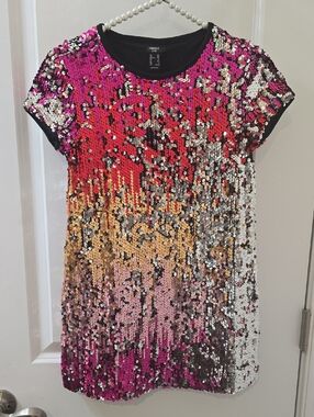 Forever 21 Girls Pink Gold Sequin Gradient Party Dress